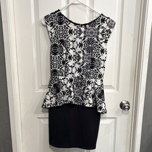 Iris Patterned Peplum Dress
